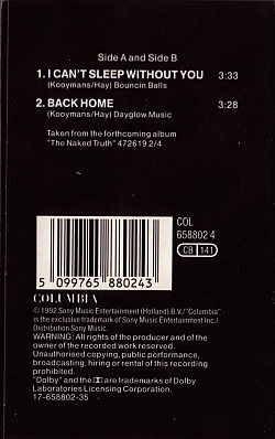 Golden Earring I Can't Sleep Without You (acoustic live) 1992 cassingle back NL